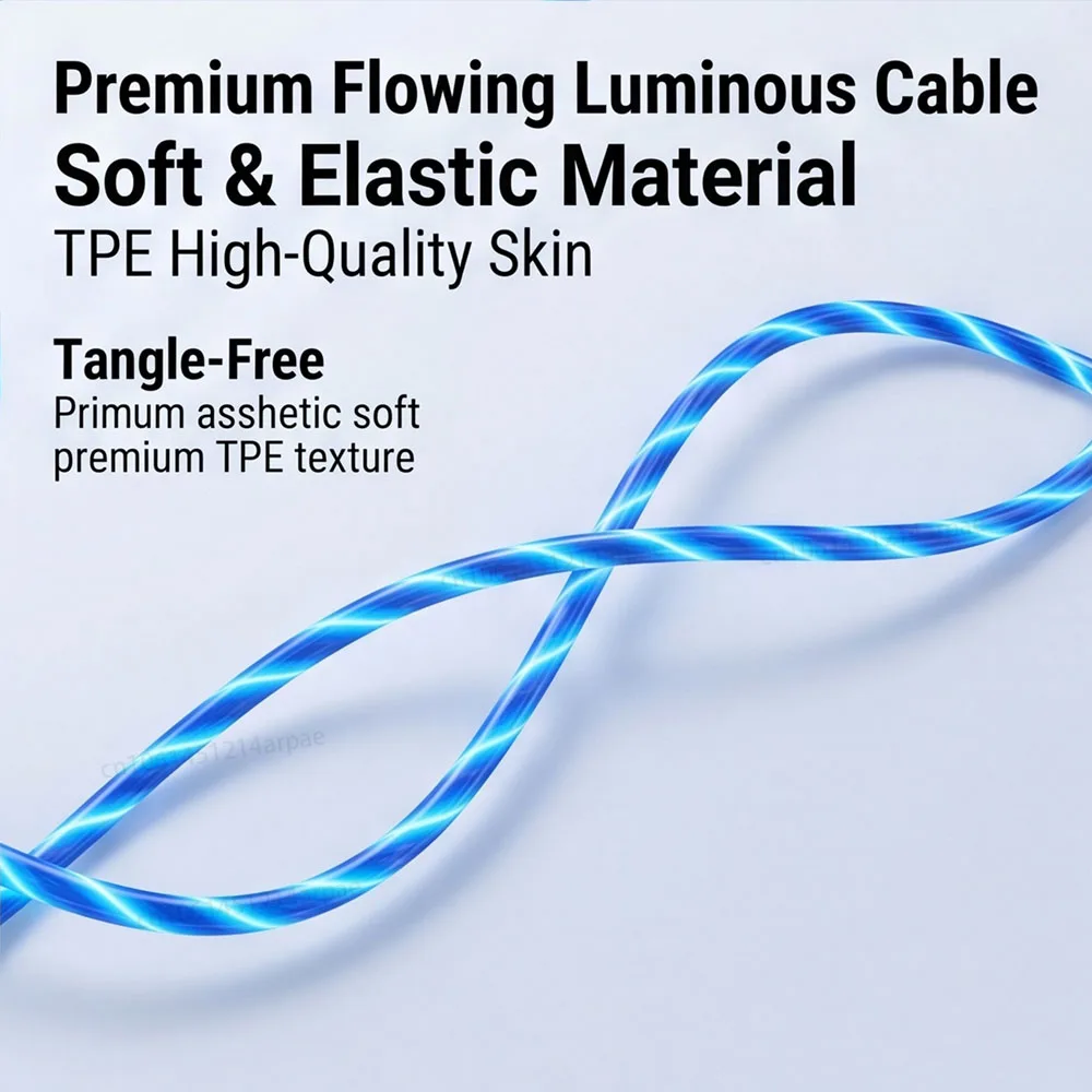 Luminous USB Fast Charging LED Cable - 5A Micro Type C