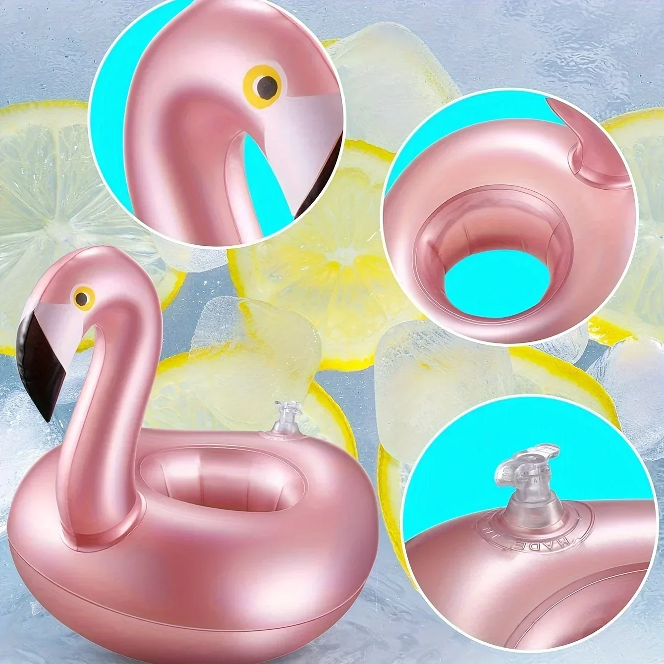 Inflatable Flamingo Cup Holder Water Coaster Floating Drink Accessory