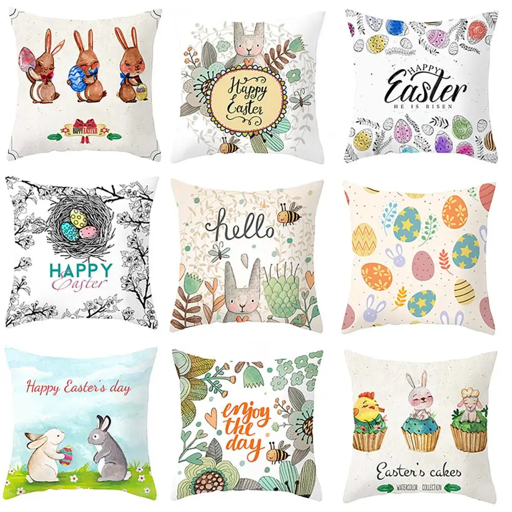 

Easter Pillowcase Anti-fouling Pillow Cover Happy Easter Pillow Cushion Cover
