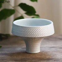 Creative Ceramic Flower Pots Desk Decoration Hammer Pattern Texture Goblet Vase Artificial Flowers Decorative Floral Arrangement 2