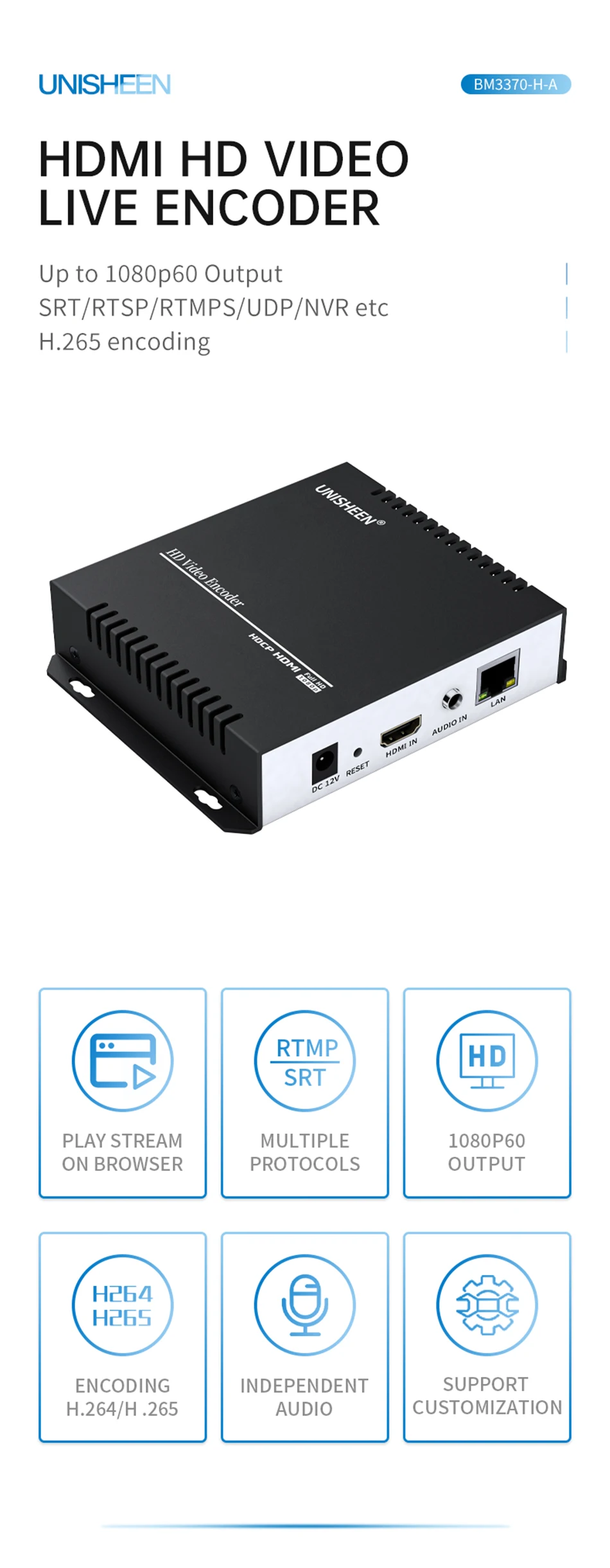 Cost-Effective RTSP IPTV Low Lantency Ip Rtmps Live Stream H265 H264 HDMI UHD 4K