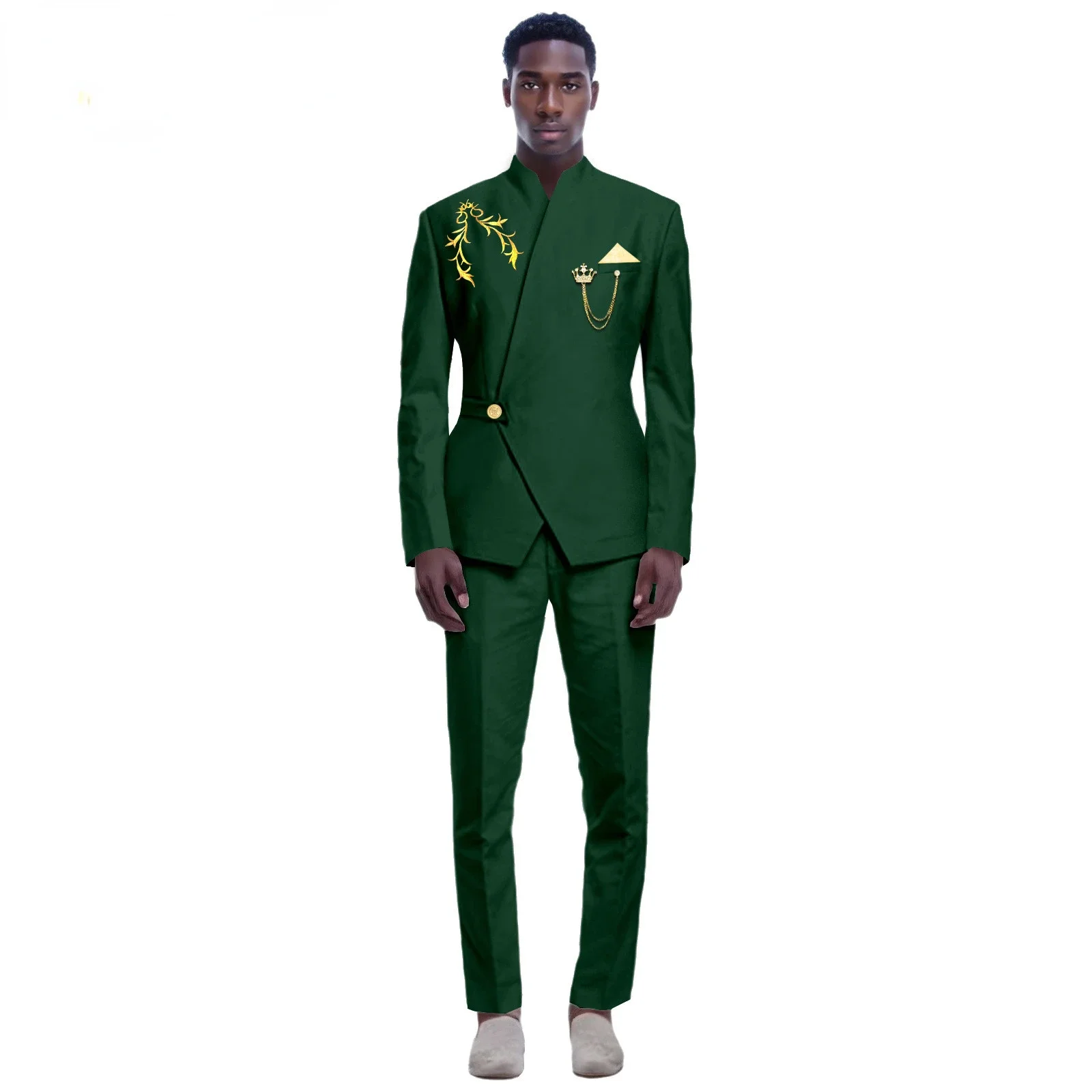 thumbnail image 1 of Nuevos trajes amarillos para hombre, último diseño, solapa, un botón, informal, ajustado, traje para hombre, negocios, boda, novio, elegante, 2 piezas, chaqueta, pantalones, 1 of 5