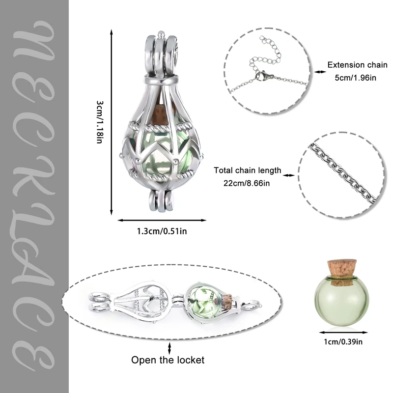 Hollow Teardrop Urn Necklace for Ashes Memorial