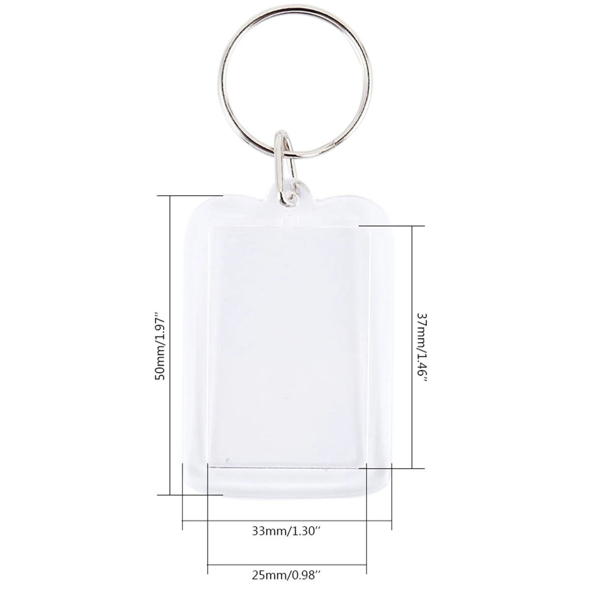 Blank Photo Keyrings 100/200pcs acrylic display holder Acrylic Blank Picture Insert Keychain Double Sided Clear Key Ring Photo Holder with Split Ring