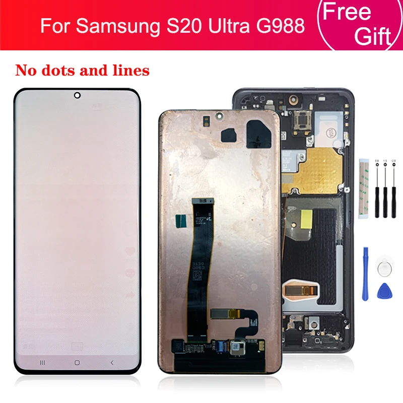 

For Samsung Galaxy S20 Ultra Lcd Display Touch Screen Digitizer Assembly G988 G988F G988B/DS Screen with Frame Repair Parts 6.9"