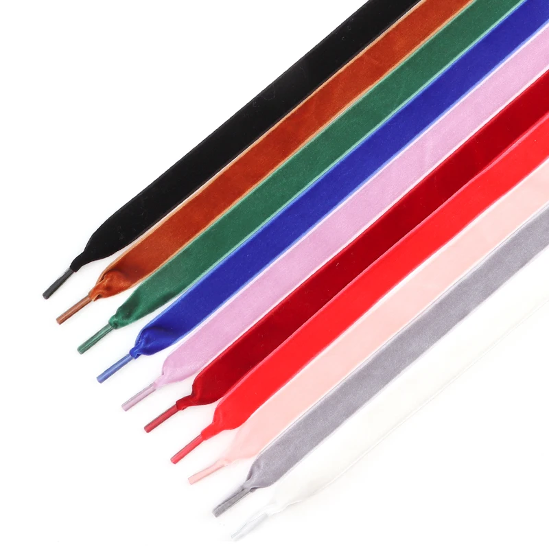 Snow Yarn Satin Silk Ribbon Shoelaces Fashion Velvet Flat Shoe Laces Children Adult Shoes Accessories Length 100/120/140/160CM