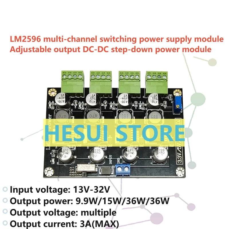 Lm2596 Alimentatore Switching Multicanale 3.3V/5V/12V/Adj Uscita Regolabile Dc-Dc Modulo Di Alimentazione Step-Down