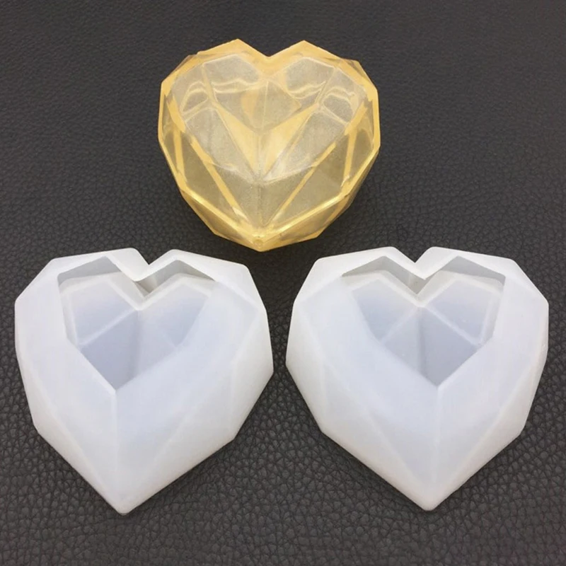 

2pcs/set Heart Design Box Resin Mold Jewelry Boxs Mold Plaster Concrete Silicone Mold Cement Container Molds Clay Mould