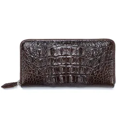 2022 New Crocodile Leather Men's Wallet Crocodile Skin Man Clutch Wallet Back Bone Small Handbag Business Zipper Long Wallet 50