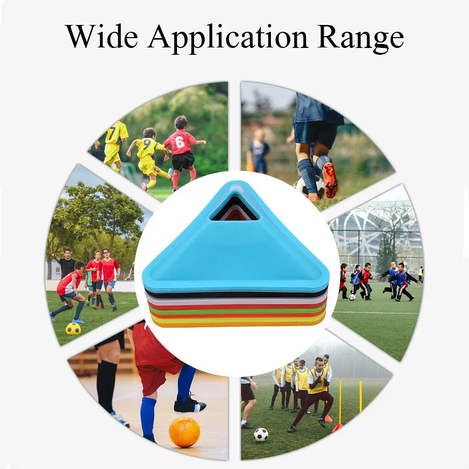 10PCS Football Training Disc Triangle Soccer Practice Field Marking Agility Training Cones Portable Equipment for Kids Adult