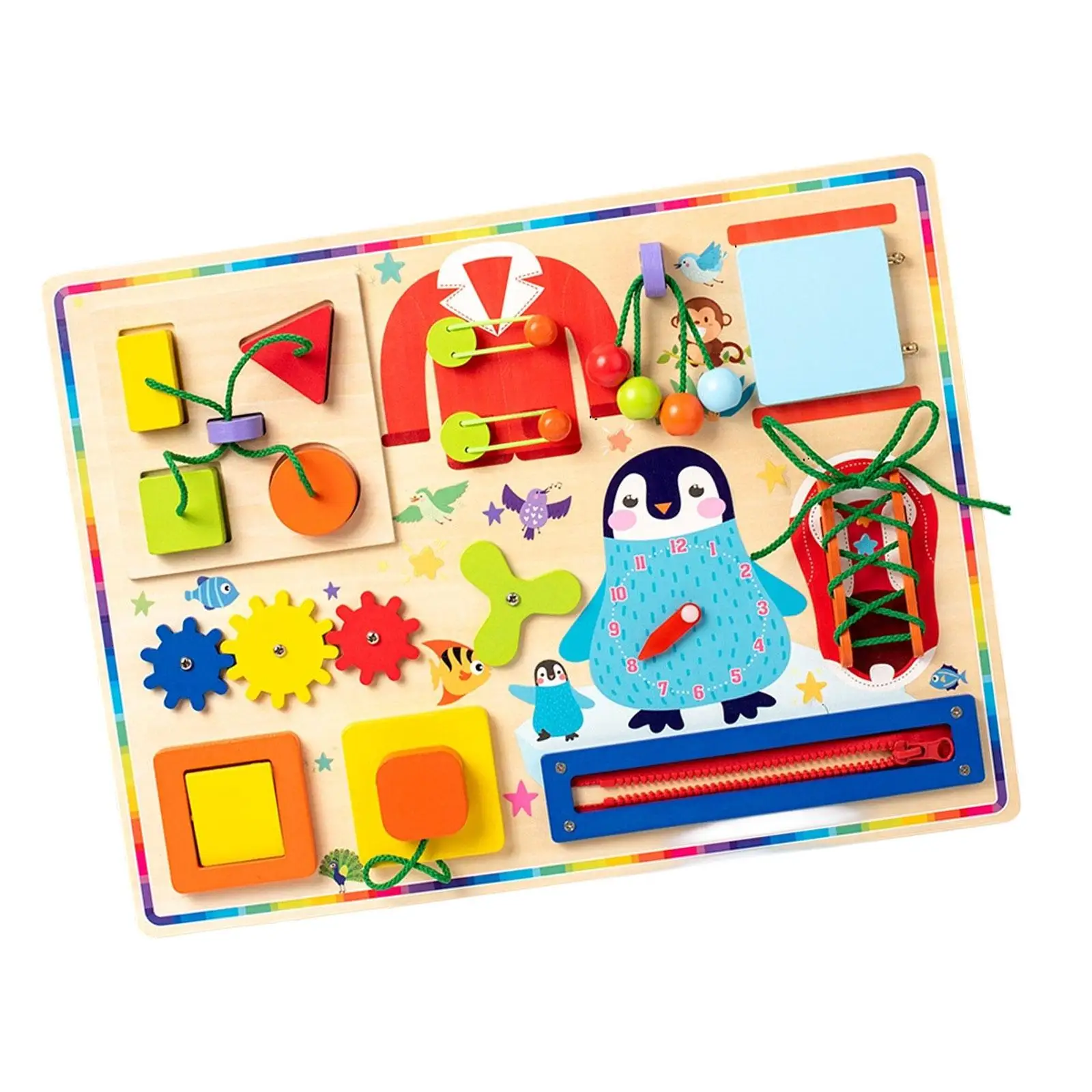 Children Busy Board Fine Motor Development Toy Travel Activity Life Skills Early Learning Toys for Classroom Preschool Kids