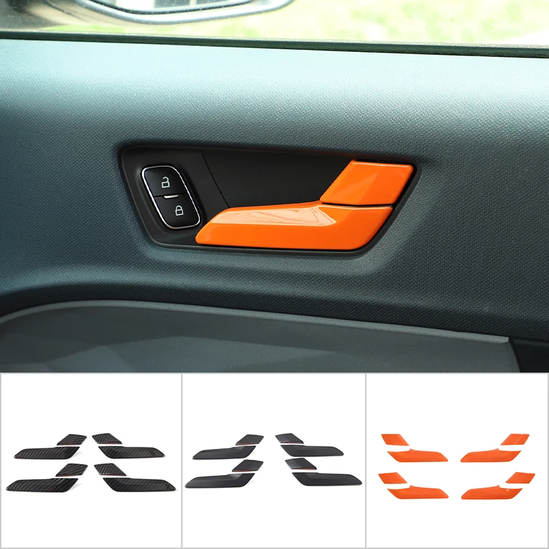 

Interior Accessories ABS Carbon Fiber Matte Black Orange Car Inner Door Pull Handle Cover Trim Sticker For Ford Maverick 2022