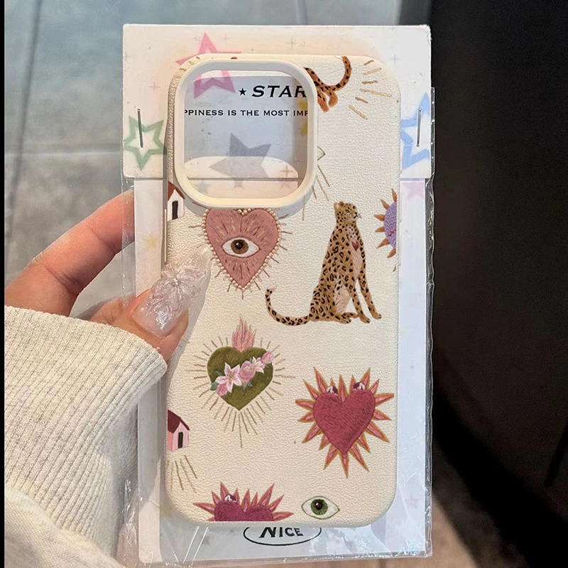 Für iPhone 16 15 14 13 12 11 17 18 Pro Max Plus Hülle Personalisierte Leoparden-Litschi-Muster Silikonhülle Für iPhone X 16e Funda