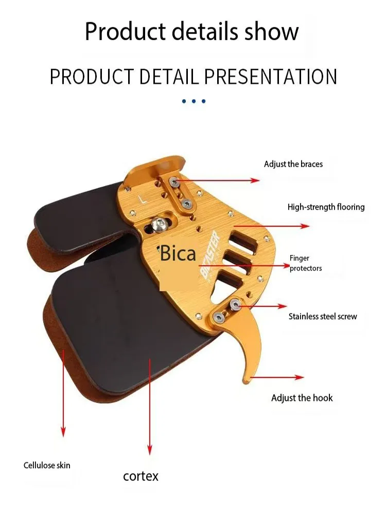 Bicaster ASA-PRO Archery Finger Tab Guard Protection High-quality Cordovan Leather +6061 Aluminum Alloy S/M/L Shooting Accessory