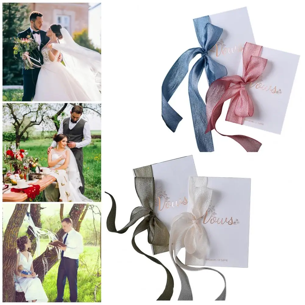 Wedding Vow Card Gold Foil Wedding Vow Book Set with Ribbon Bridal Shower His Hers Card Gift Engagement Ceremony Keepsake