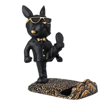 Accessoires pour la maison, Sculpture de bouledogue, support de téléphone portable, Statue de chien mignon, accessoires de bureau, accessoires créatifs pour téléphone portable 1