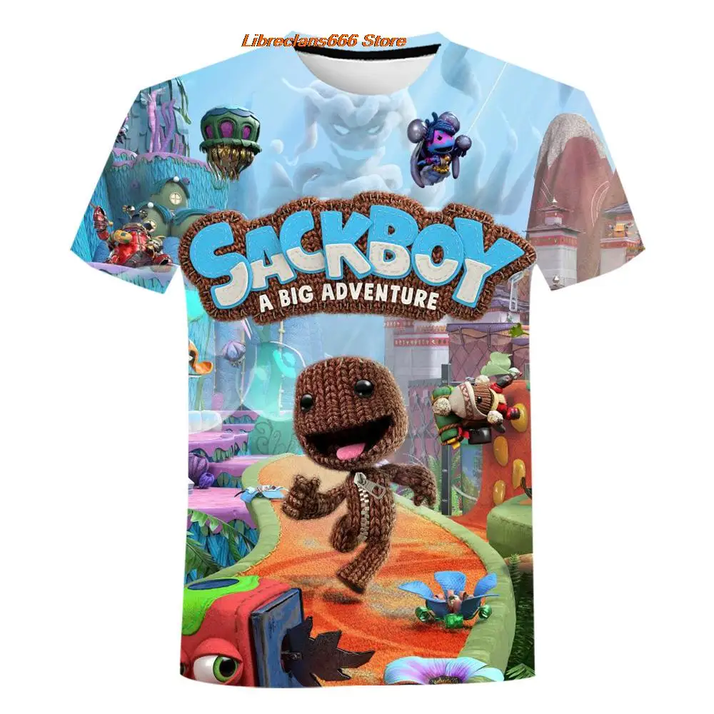 Divertente Estate Sackboy Little Big Planet Anime Game 3D T Shirt Fashion Kids Casual T-Shirt Boy Girl Unisex Tshirt Top Per Bambini