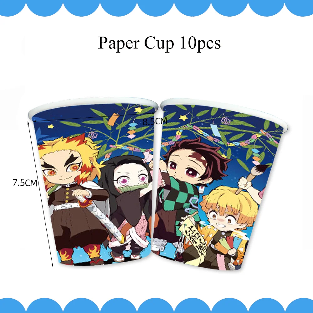 Kimetsu No Yaiba Party Supplies Napkins Tablecloth Plates Balloons Anime Demon Slayer Baby Shower Boys Birthday Party Decoration