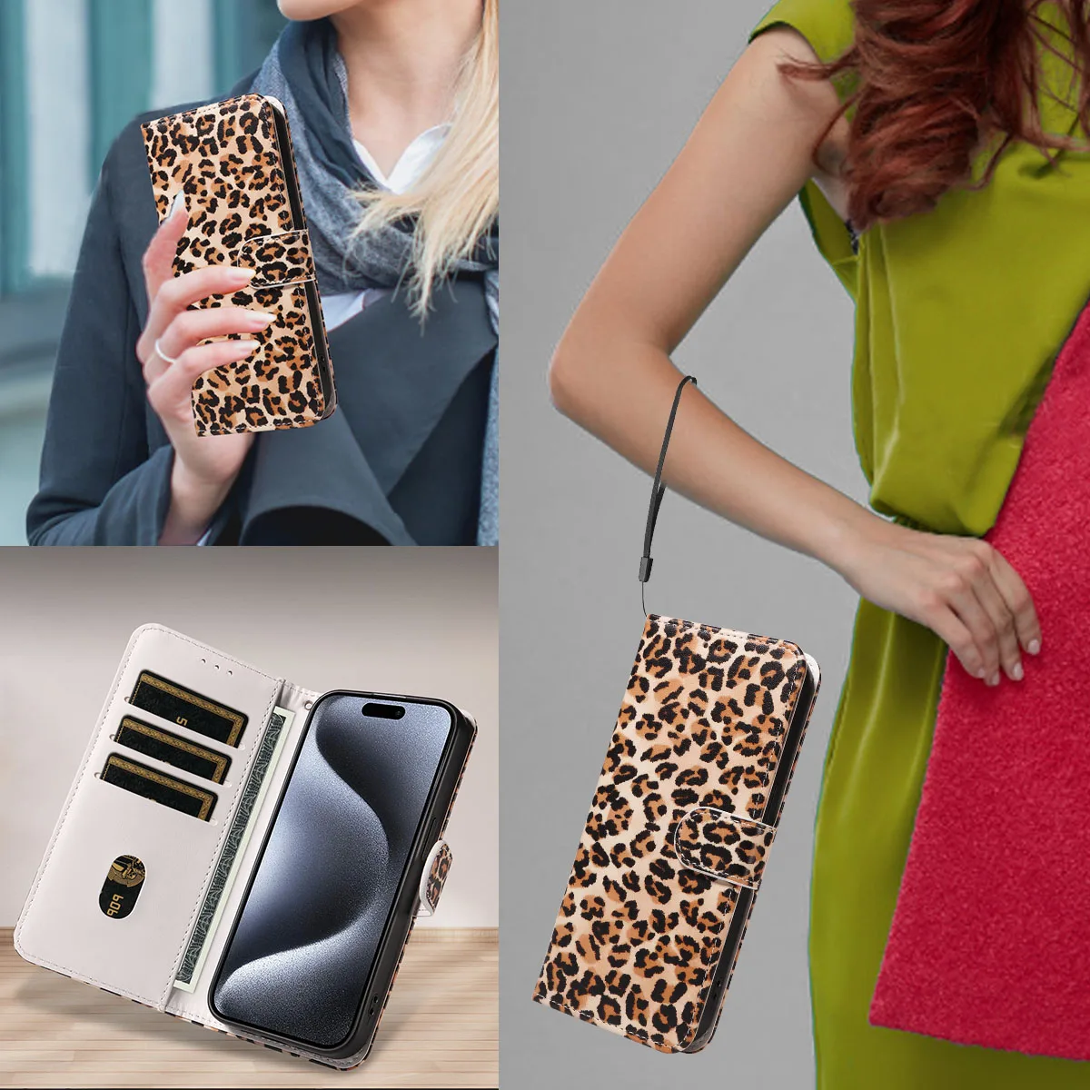 Fashion Multi-Functional Phone Case with Kickstand, Lanyard, and Card Holder