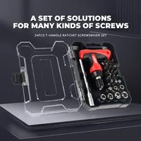 24 in 1 T-Handle Ratchet Screwdriver Socket Set Household Multifunctional Combined Magnetic ScrewDriver Kit Bits Torx Tool box