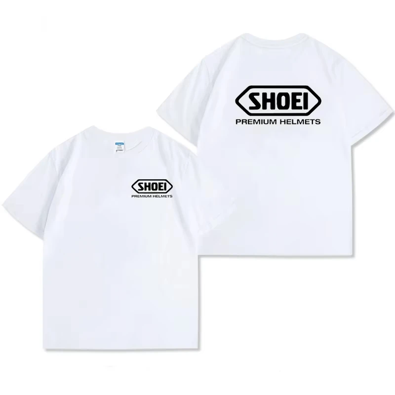 New Shoei Motorcycle Helmet T Shirt Pure Cotton Riding Recommended Size S 4XL Heavyweight Streetwear Top