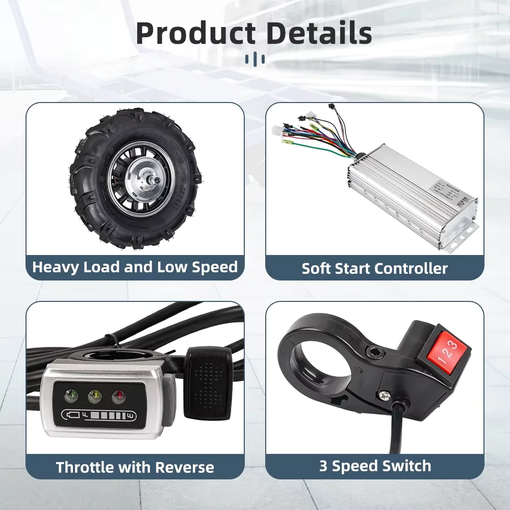 16 Inch High Torque Electric Motor Kit 48V 500W1000W 1500W Rear Hub Motor Kit For Electric Wheelbarrow
