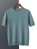 Men's O-Neck Cashmere Sweater 100% Cashmere Half Sleeve Basic Pullover Soft Comfy Bottom Knitwear Solid High Quality Tops 2