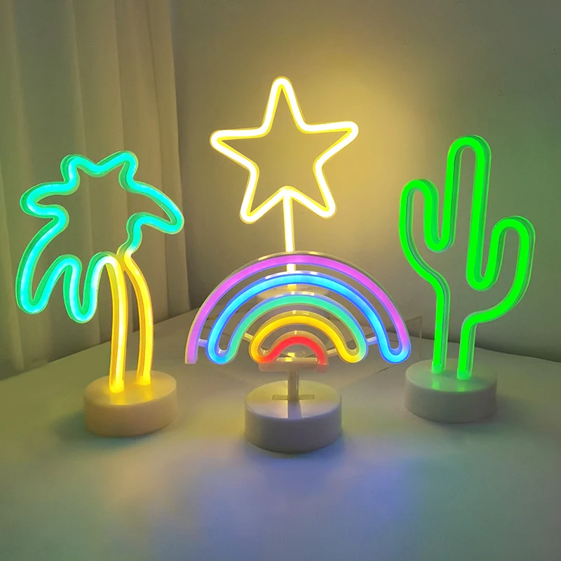 LED Neon Night Light Luminous Flamingo Unicorn Pineapple Shaped Wall Neon  Light Sign For Kids Room Home Bedroom Party Decoration - AliExpress