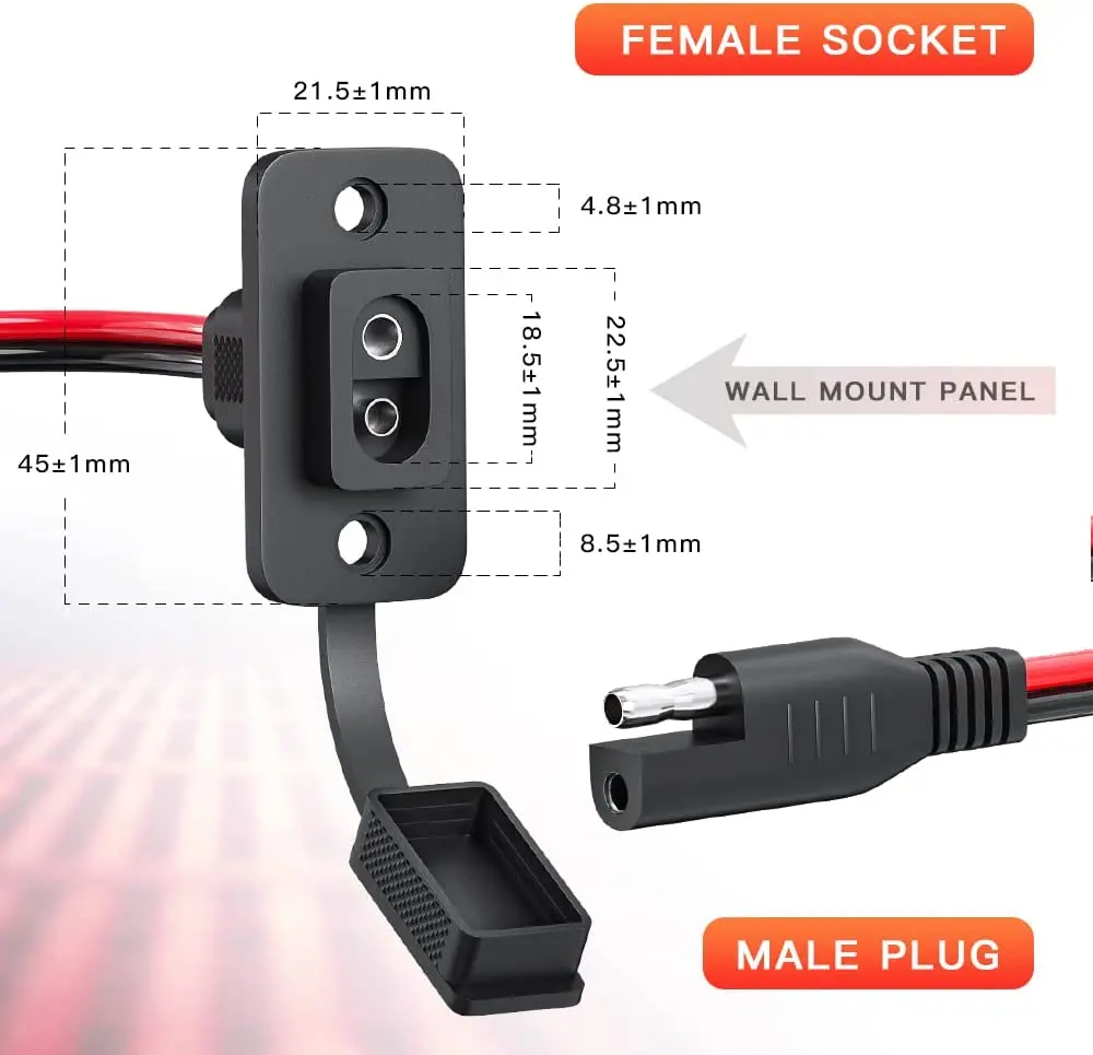 SAE Quick Connector Harness SAE Adapter Male Plug to Female Socket Cable 1FT 12AWG SAE Extension Cord