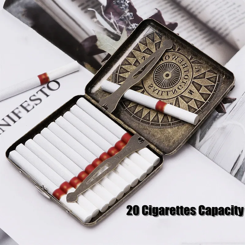 Cigarette Case Holder Metal Cigar Storage Box Pocket Antique Luxury Designer  E Vintage Container Aluminium Cover - AliExpress