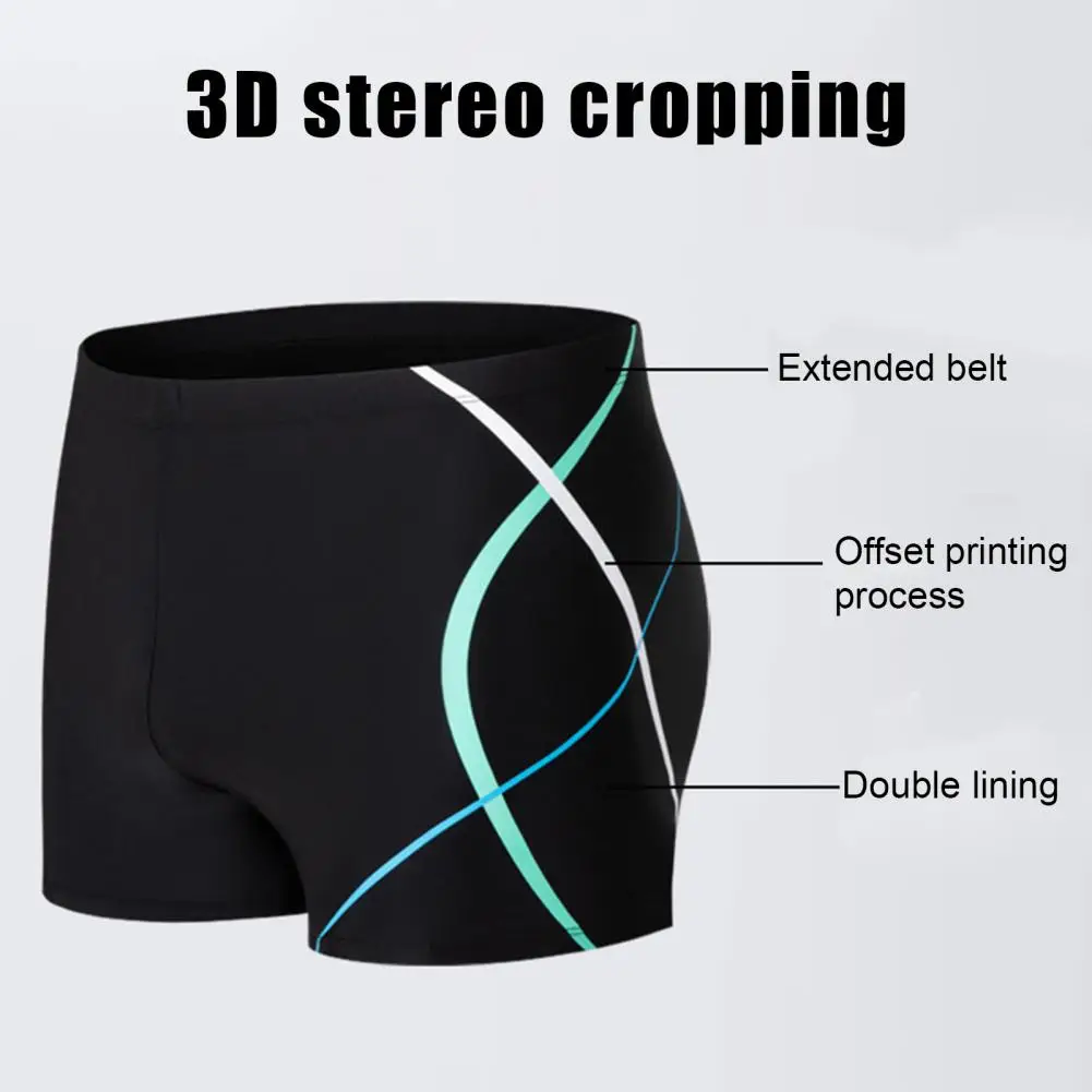 Men Swimming Shorts Elastic Waist Sports Wading Pants Soft Quick Dry Slim Fit Mid Waist Bathing Boxers Surfing Swimming Trunks
