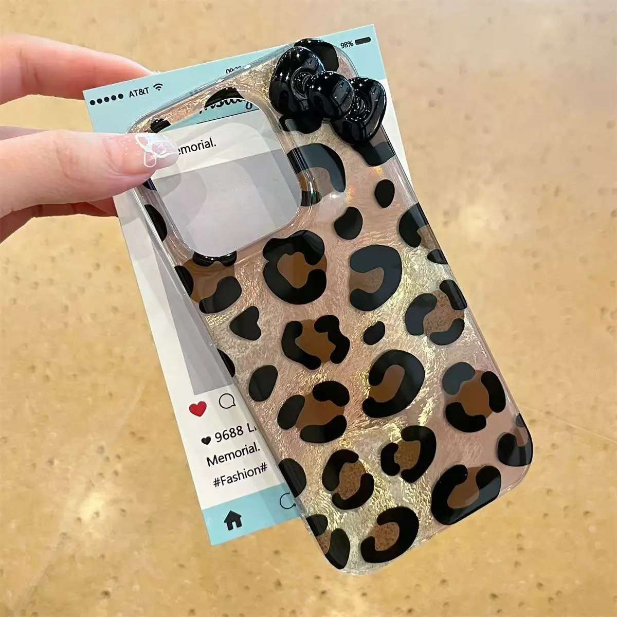 Gold Leopard Pattern Hard Phone Case Cover