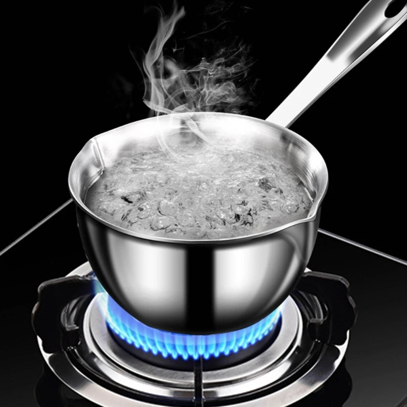 Mini Stainless Steel Cooking Saucepan, Long Handle, Handy Frying Pot, Durable Cooking Pot, Kitchen Milk Durable