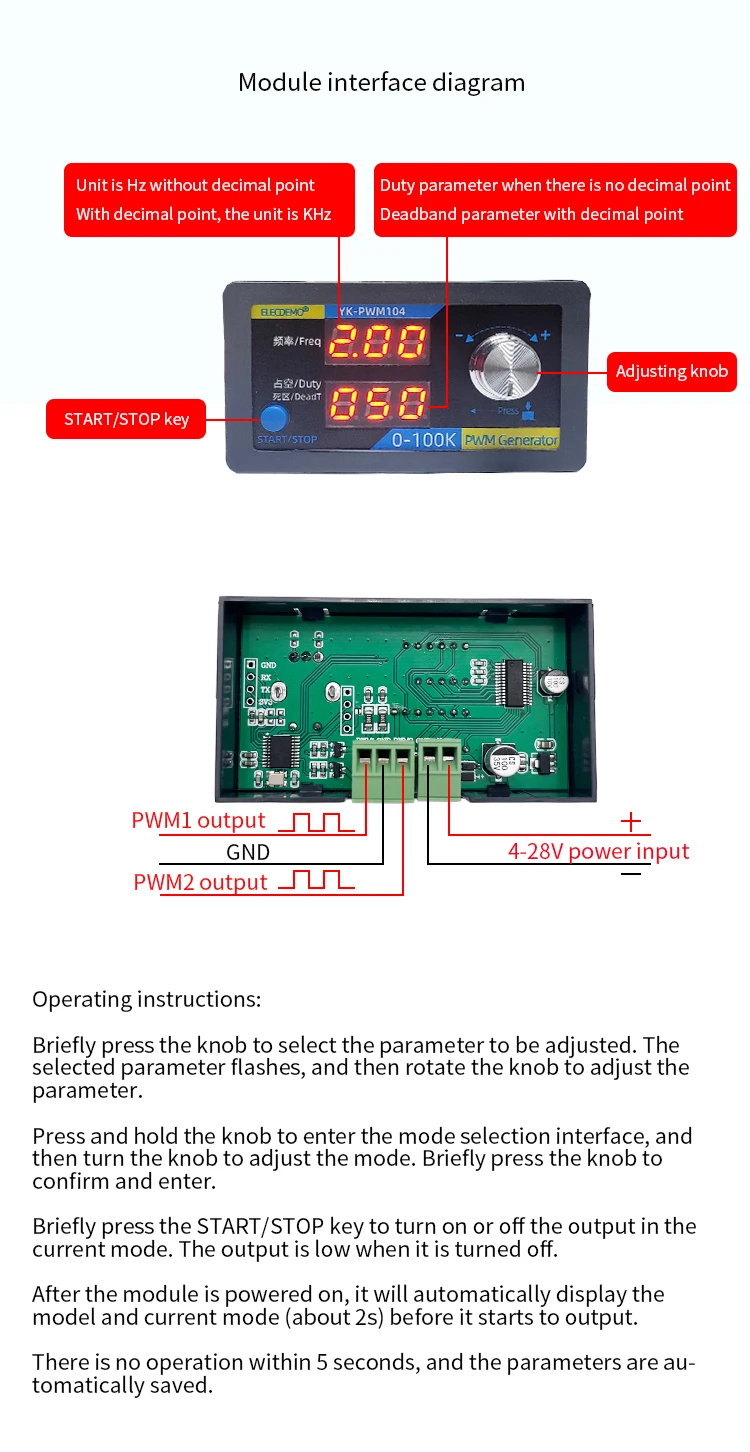 PWM pulse square wave rectangular wave signal generator frequency duty cycle dea