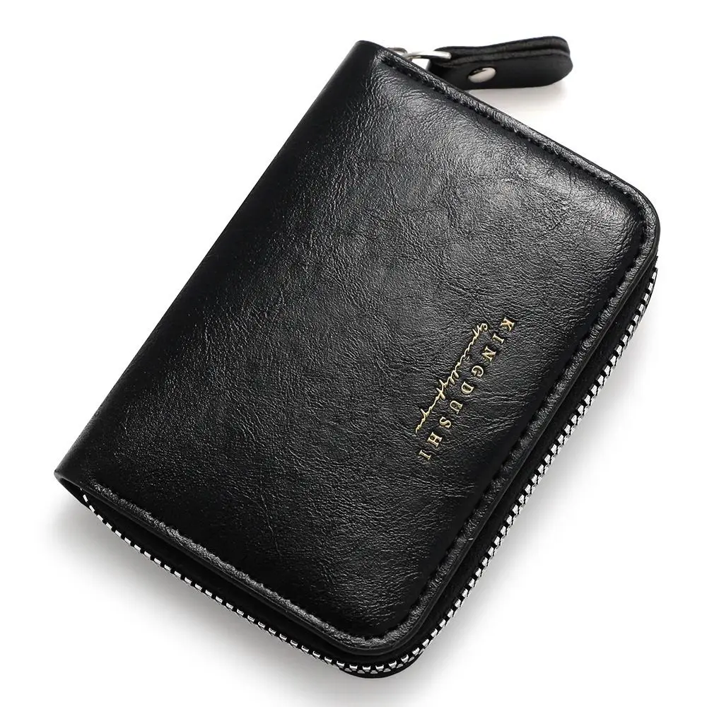 Vintage PU Leather Credit Card Holder Men Business Card Holder Zipper Pocket Unisex Case Zipper Coin Purse