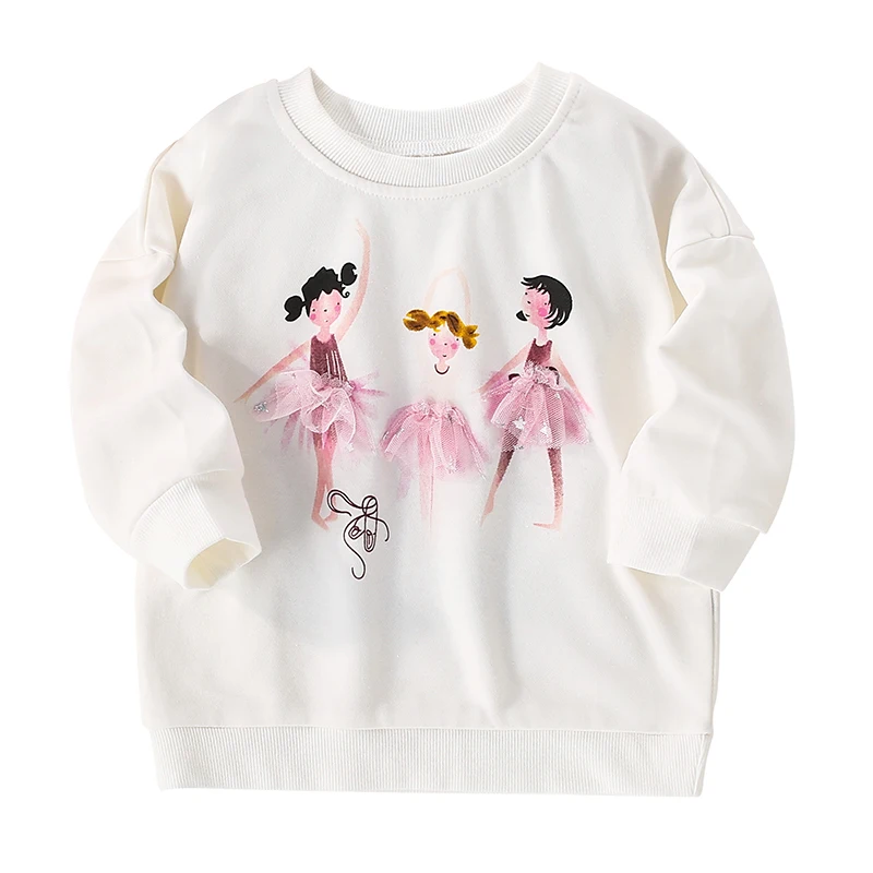 Little maven 2024 New Autumn Children's Clothing Baby Girls Hoodies Kids Clothes Spring Cartoon Ballet Sweatshirts