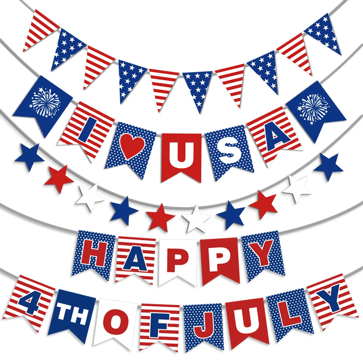 

USA Independence Day Banners Independent Memorial Party American Flag Banner Happy 4th Of July USA National Day Party Decors