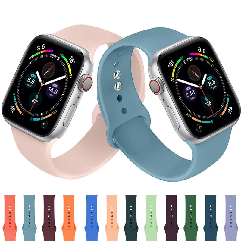 Silicone Strap For Apple Watch Band 44mm 40mm 41mm 38mm 45mm Smartwatch Rubber Sports Watchband Belt Bracelet iWatch 7 6 se 5 4