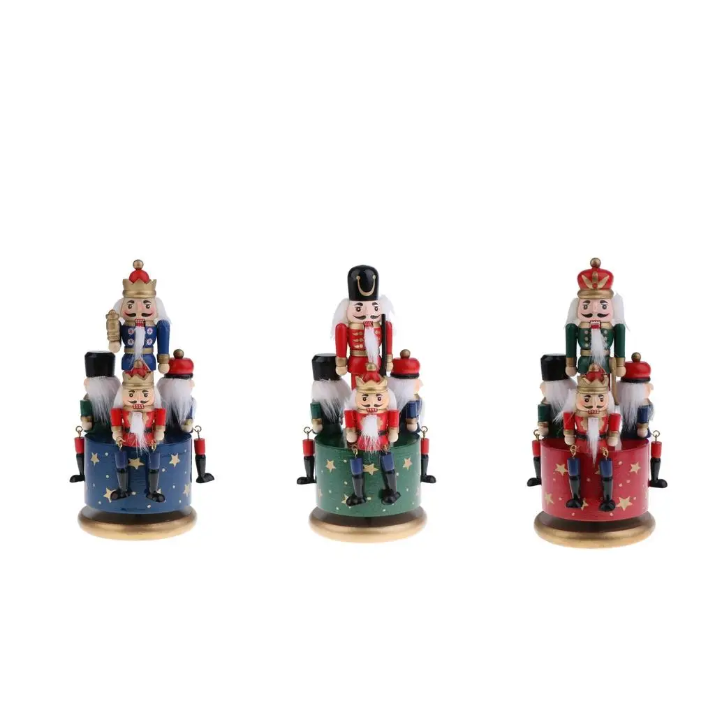 20/32cm Wooden Nutcracker Drummer King Soldier Kid Music Box Toy christmas