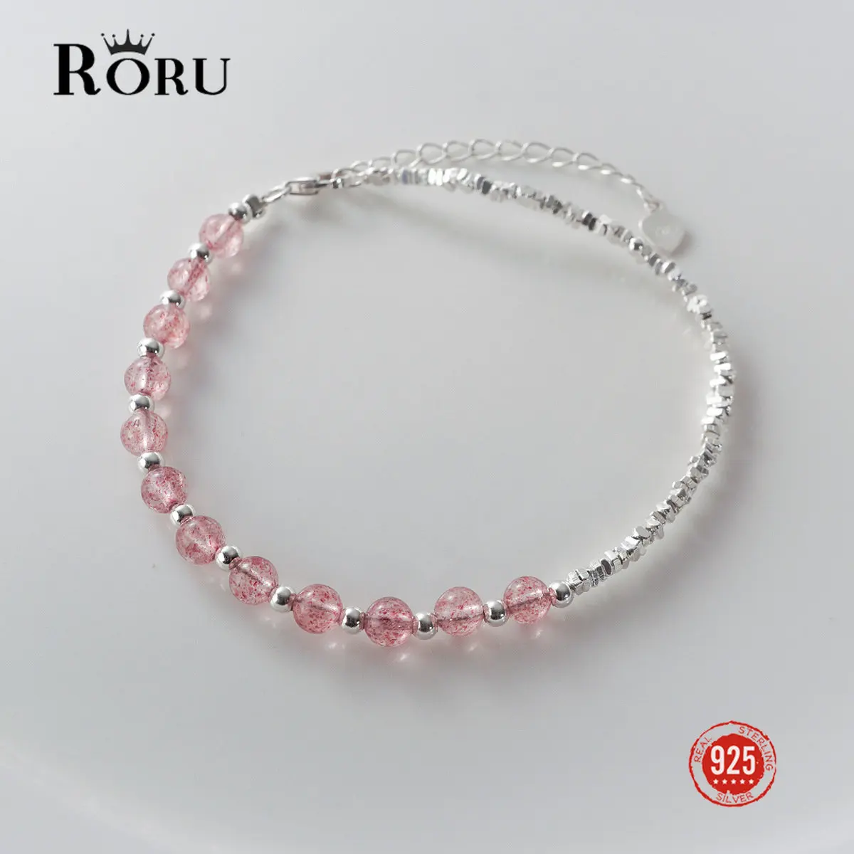 

Silver 925 Natural Freshwater Pink Strawberry Crystal Beaded Bracelets for Women Fashion Jewelry Adjustable 2023 New Design