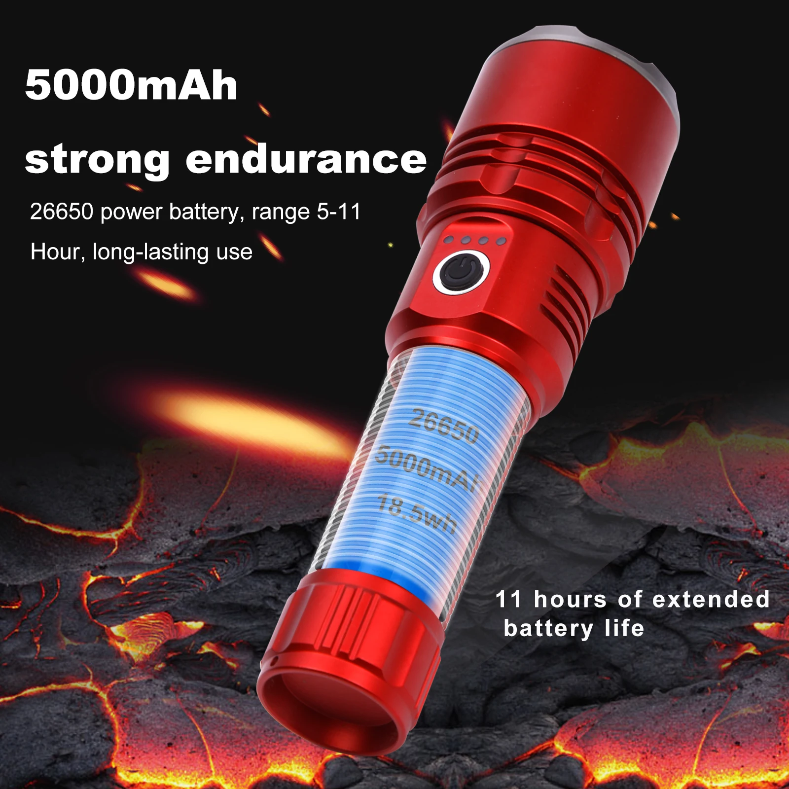 4000LM Flashlight Zoomable Strong Light Focusing Light Source Can Ignite Flames Plastic Bags
