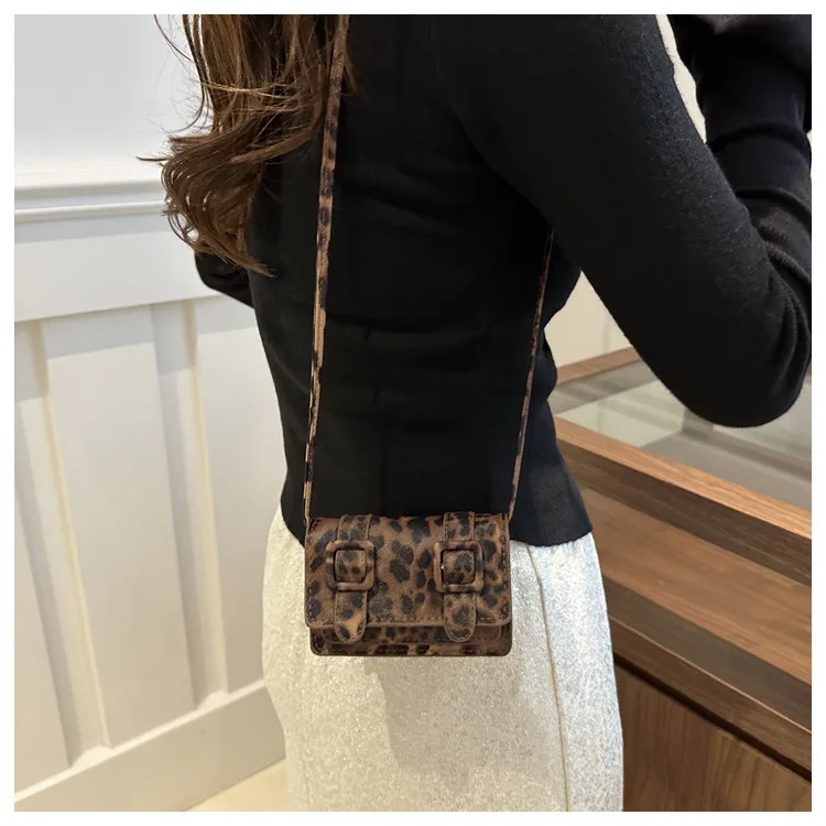 Women's Stylish Leopard Print Large Capacity Shoulder Crossbody Bag | Mini Coin Purse & Trendy Square Clutch, Casual Daily Use