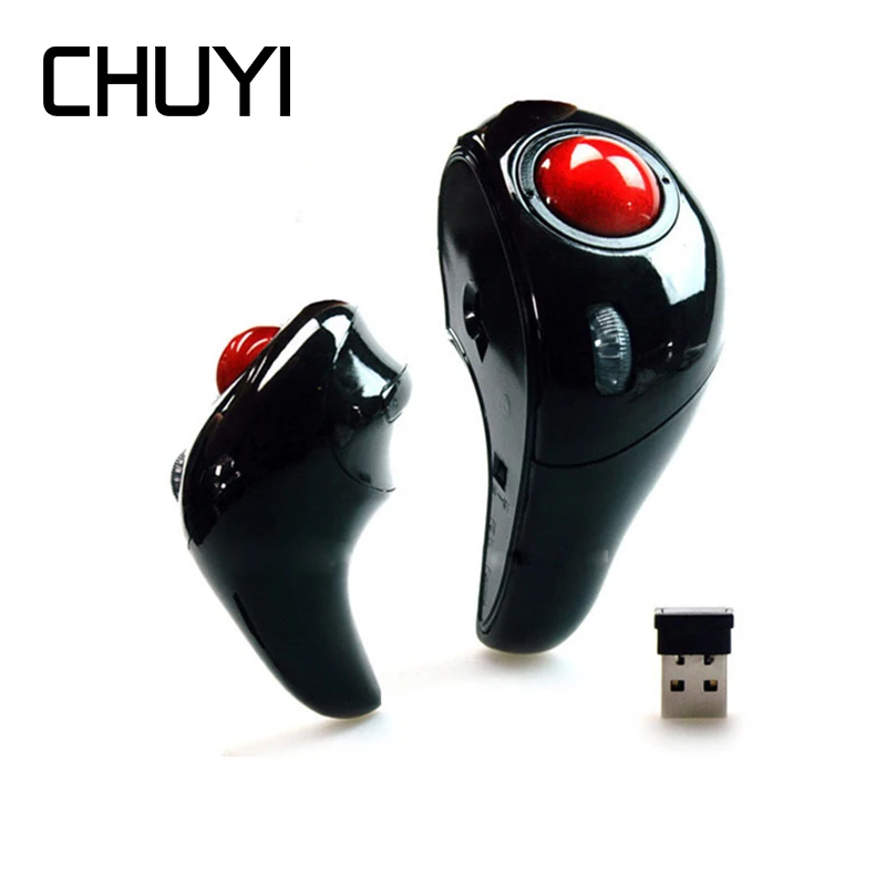 Chuyi-mouse Vertical Trackball sem Fio Mause Digital Controlada por Polegar 10m Portátil 1600 Dpi Ratos Ópticos de Bola de Rastreamento 2.4ghz