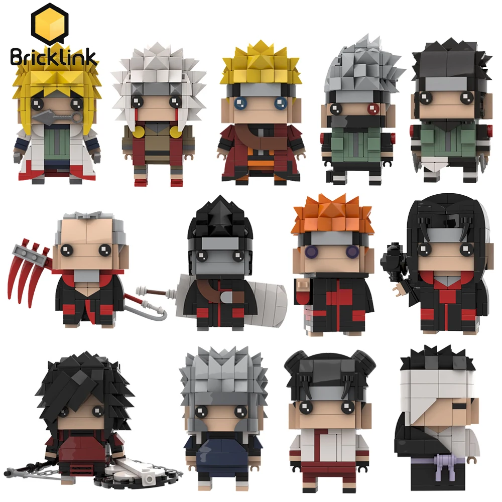 

Bricklink Creative MOC Japan Ninja Anime Cartoon Movie Figures Brickheadz Sets Model Building Blocks Toys For Children Gift