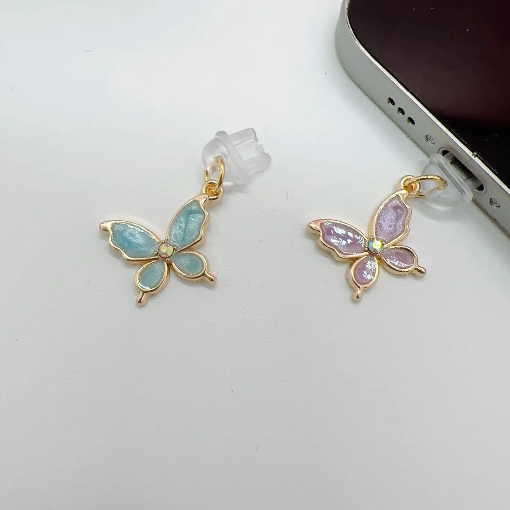 아이폰 및 아이패드용 모바일 폰 먼지 플러그 타입 C 충전 포트 합금 귀걸이 목걸이 쥬얼리 DIY 액세서리 펜던트