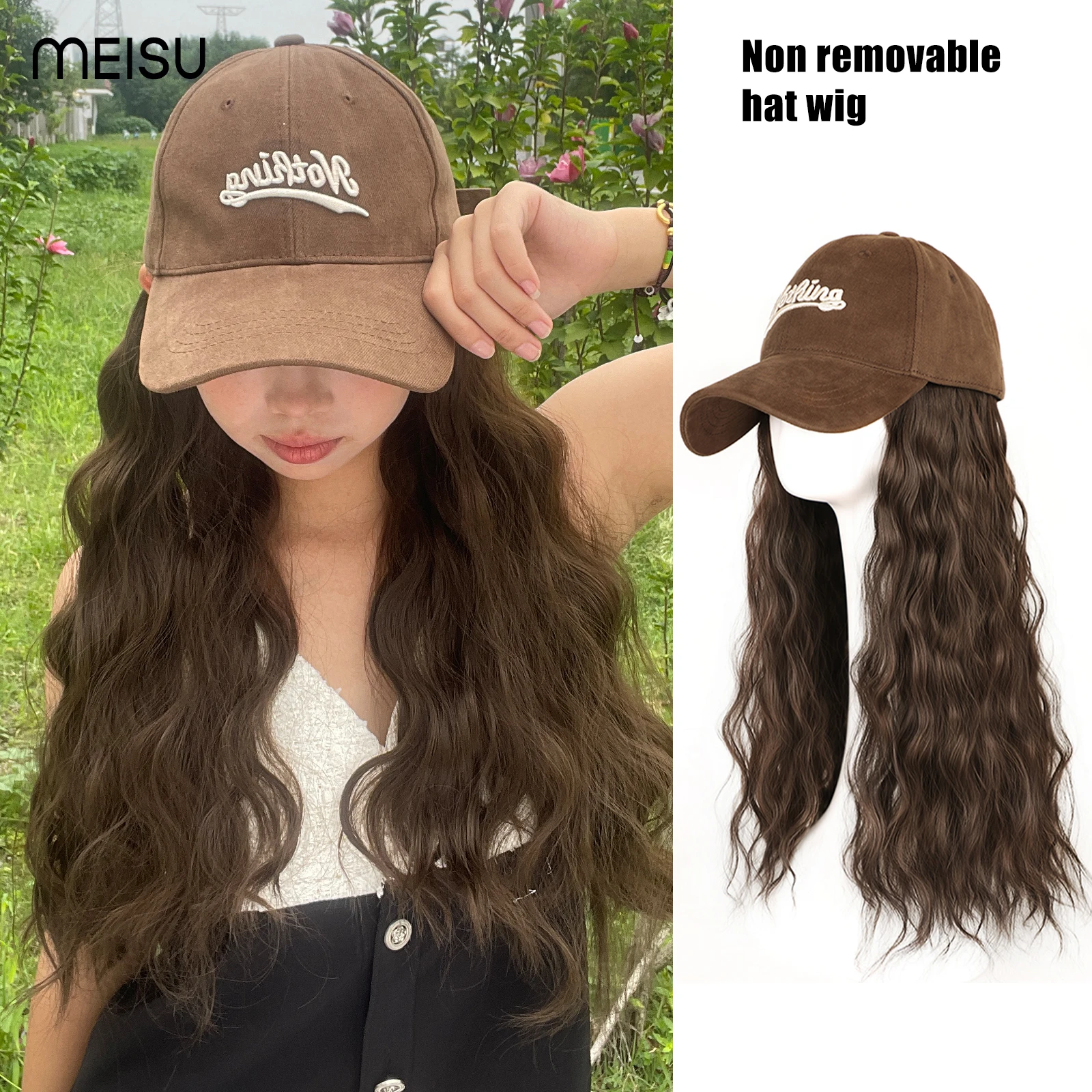 

Бейсболка 24 дюйма для женщин, Регулируемая Кепка с удлинителем волос крючком, с синтетическим париком, с кудрявыми косичками, 1 шт.