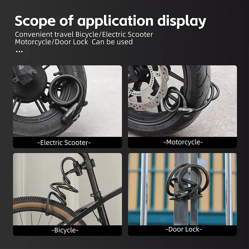 WEST BIKING Bicycle Anti-freeze Steel Cable Lock Portable Safety Anti-Theft Wire Lock Thicken Zinc Alloy Lock Bike Accessories 6