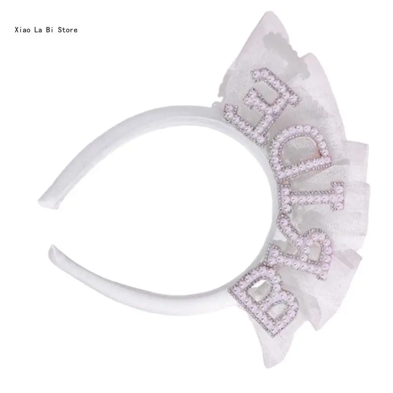 

Повязка для волос для невесты с декором из блестящего жемчуга Декор из белой пряжи Повязка для волос для невесты Привлекательная