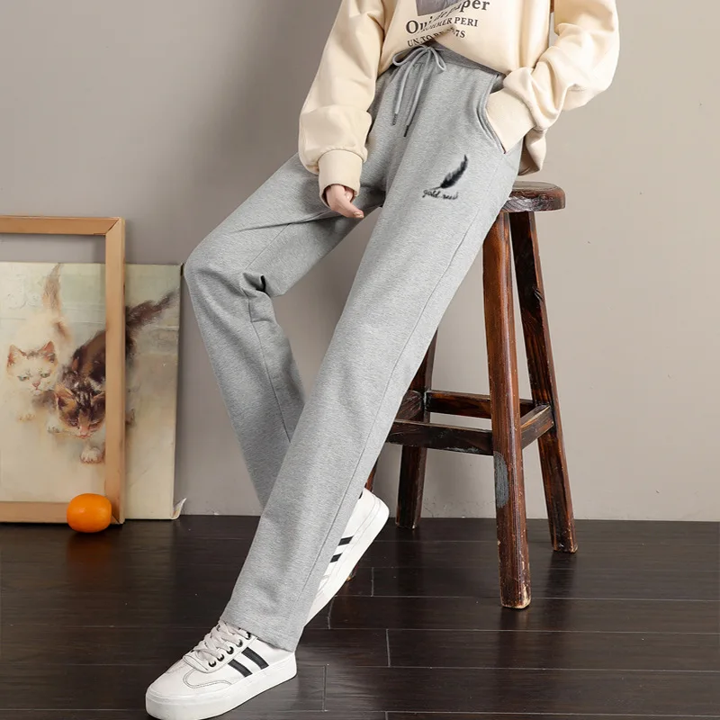 

Summer New Gray Sports Pants Women's Summer Loose Straight Wide-Leg Pants Casual Thin Trousers Women's Sweatpants