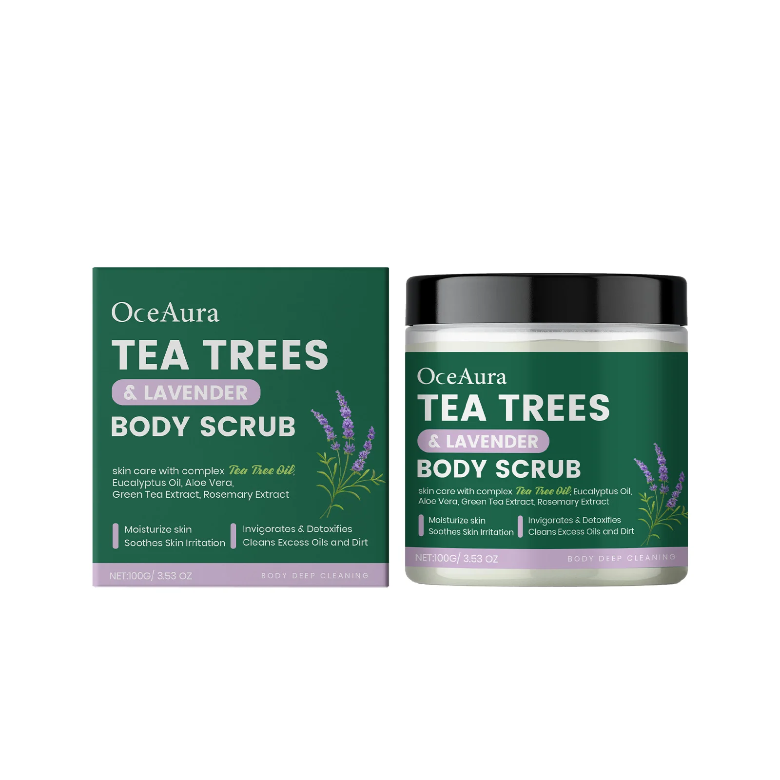 발바닥 바디 티트리 라벤더 스크럽 크림, 입자로 통한 깊은 클렌징 및 물리적 각질 제거로 부드럽고 매끄러운 피부를 위한 제품
